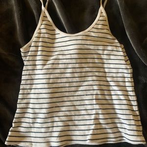 white/black striped tank top